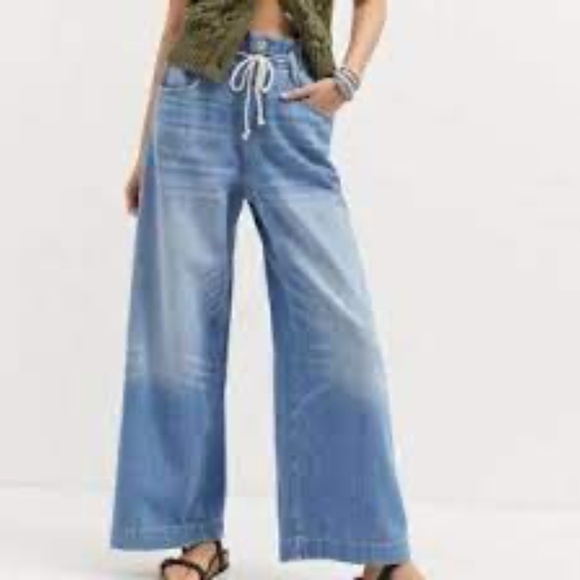 Anthropologie | PILCRO & LETTERPRESS Blue Demin Wide Legged Jeans - Picture 3 of 16